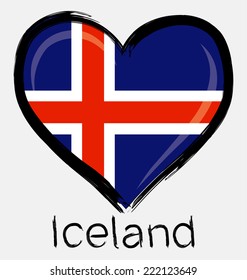 love Iceland Flag