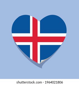 I love Iceland  flag heart vector illustration