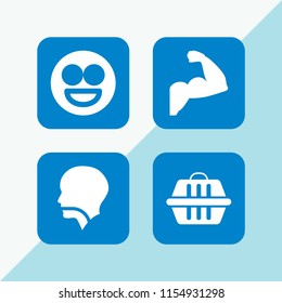 love icon. 4 love set with strong, mouth, happy and dog vector icons for web and mobile app