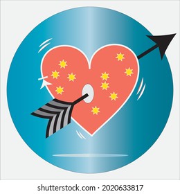 love icon with arrow in the midle