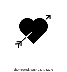 Love Icon Best Vector , Logo Template Design Emblem Isolated Broken Heart Concept Shape , Outline Solid BAckground White