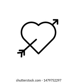 Love Icon Best Vector , Logo Template Design Emblem Isolated Broken Heart Concept Shape , Outline Solid BAckground White