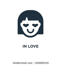 In love icon. Black filled vector illustration. In love symbol on white background. Can be used in web and mobile.