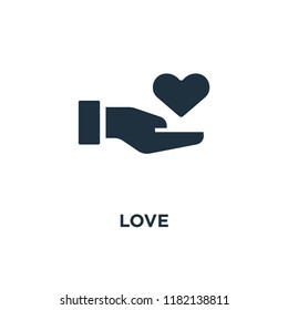Love icon. Black filled vector illustration. Love symbol on white background. Can be used in web and mobile.