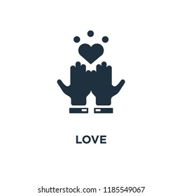 Love icon. Black filled vector illustration. Love symbol on white background. Can be used in web and mobile.