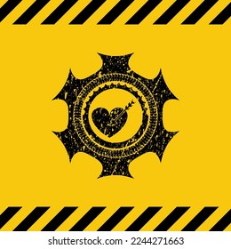 love icon black grunge emblem with yellow background. Vector Illustration. Detailed. 