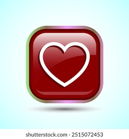 Ilustração de design de botão de ícone de amor, sinal de coração