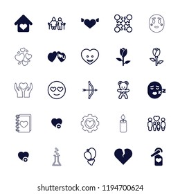 Love icon. collection of 25 love filled and outline icons such as rose, heart with wings, broken heart, add favorite, minus favorite. editable love icons for web and mobile.