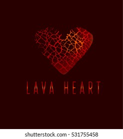 love icon concept. abstract broken heart symbol. red hot love passion icon. concept vector illustration for poster or cover. cracelure texture pattern in heart shape