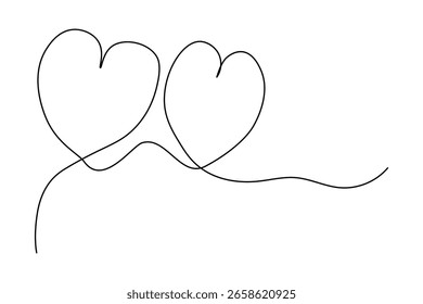  Love icon continuous one line drawing white background
