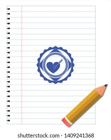 love icon draw with pen effect. Blue ink. Vector Illustration. Detailed.