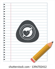 love icon draw with pencil effect. Vector Illustration. Detailed.