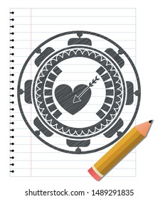 love icon draw with pencil effect. Vector Illustration. Detailed.