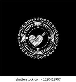 love icon drawn chalk emblem, retro style, chalk or chalkboard texture