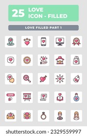 Love icon filled style design