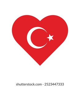 Love icon flag of Turkey isolated on white. Vector illustration