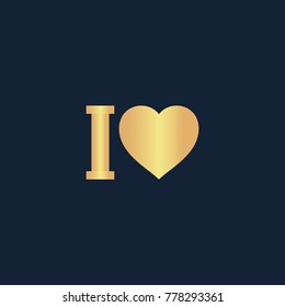 I love icon flat. Simple gold pictogram on dark background. Vector illustration symbol