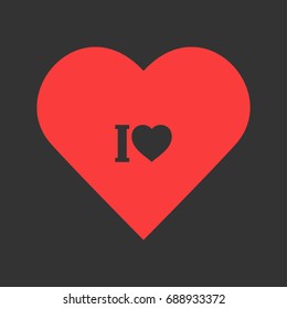 I love icon flat. Simple pictogram on heart background. Vector illustration symbol