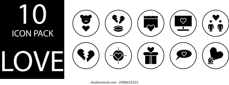 The love icon is geometric in shape, suitable for modern and abstract concepts.