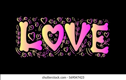 Love with love icon. handwritten lettering. Modern Calligraphy