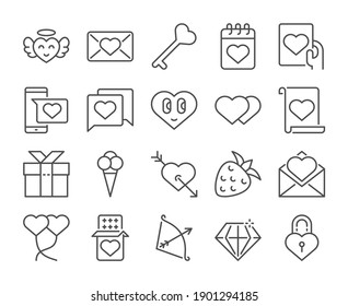 Love icon. Happy Valentines Day line icons set. Vector illustration. Editable stroke.