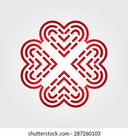 Love icon. Heart shape vector logo design. Happy Valentine's day! Made with lines.