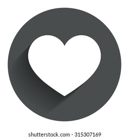 Love icon. Heart sign symbol. Circle flat button with shadow. Modern UI website navigation. Vector