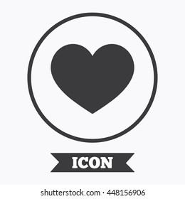 Love icon. Heart sign symbol. Graphic design element. Flat symbol in circle button. Vector