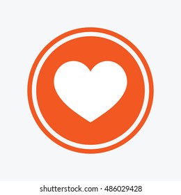 Love icon. Heart sign symbol. Graphic design element. Flat heart symbol on the round button. Vector