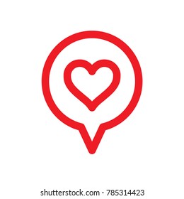Love icon, heart in speech bubble