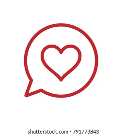 Love icon, heart in speech bubble