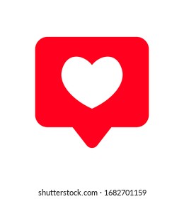 Love Icon, Heart Icon Vector Design, Love Notification, Social Media Notifications