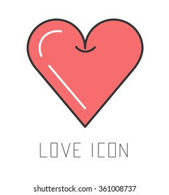 Love icon. Heart icon. Vector illustration of heart with simple lettering.