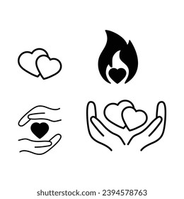 conjunto de vectores de iconos de corazón de icono de amor 