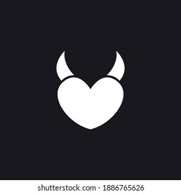 Love icon with horns. Love horned symbol. Symbol of love with devil's horn.