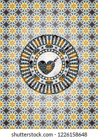 love icon inside arabesque badge. arabic decoration.