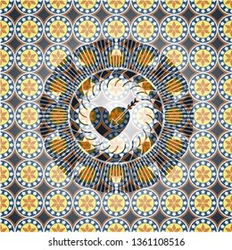 love icon inside arabesque badge. arabic decoration.