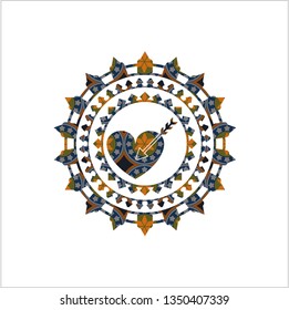 love icon inside arabesque emblem background. arabic decoration.