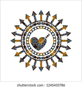 love icon inside arabesque style emblem. arabic decoration.