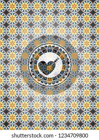 love icon inside arabic emblem background. Arabesque decoration.