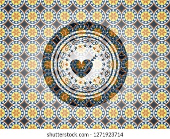 love icon inside arabic emblem background. Arabesque decoration.