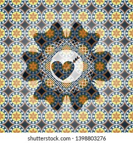 love icon inside arabic emblem background. Arabesque decoration.