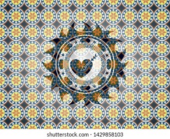 love icon inside arabic emblem background. Arabesque decoration.