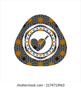 love icon inside arabic emblem background. Arabesque decoration. 
