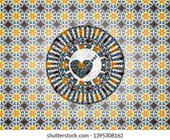 love icon inside arabic style emblem. Arabesque decoration.
