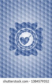 love icon inside blue hexagon badge.
