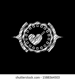 love icon inside chalk emblem