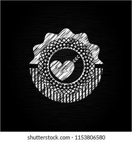 love icon inside chalkboard emblem written on a blackboard