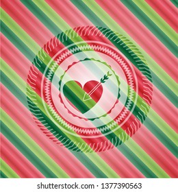 love icon inside christmas colors style badge.