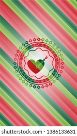 love icon inside christmas colors style emblem.